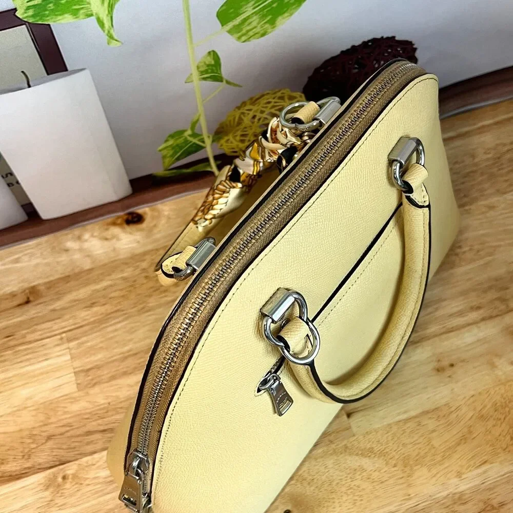 Coach Katy Satchel 2553 Vanilla Butter Yellow | Crossgrain Leather Bag - Picture 11 of 13